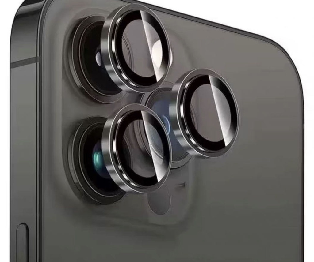 iPhone 14Pro/14ProMax/15Pro/15ProMax カメラレンズ強化ガラス 黒