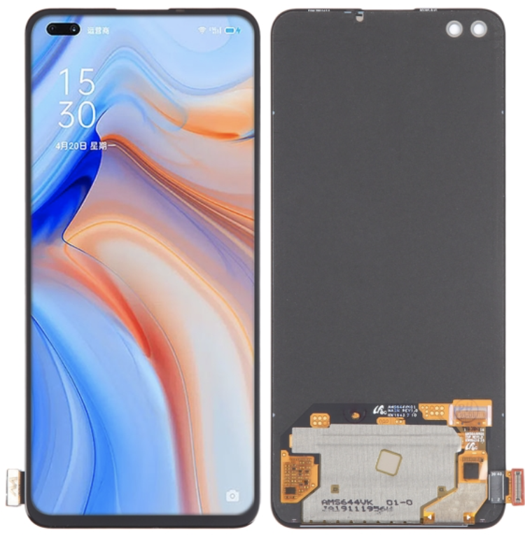 OPPO Reno4 （5G） フロントパネル 黒 ｜OLED純正組立品