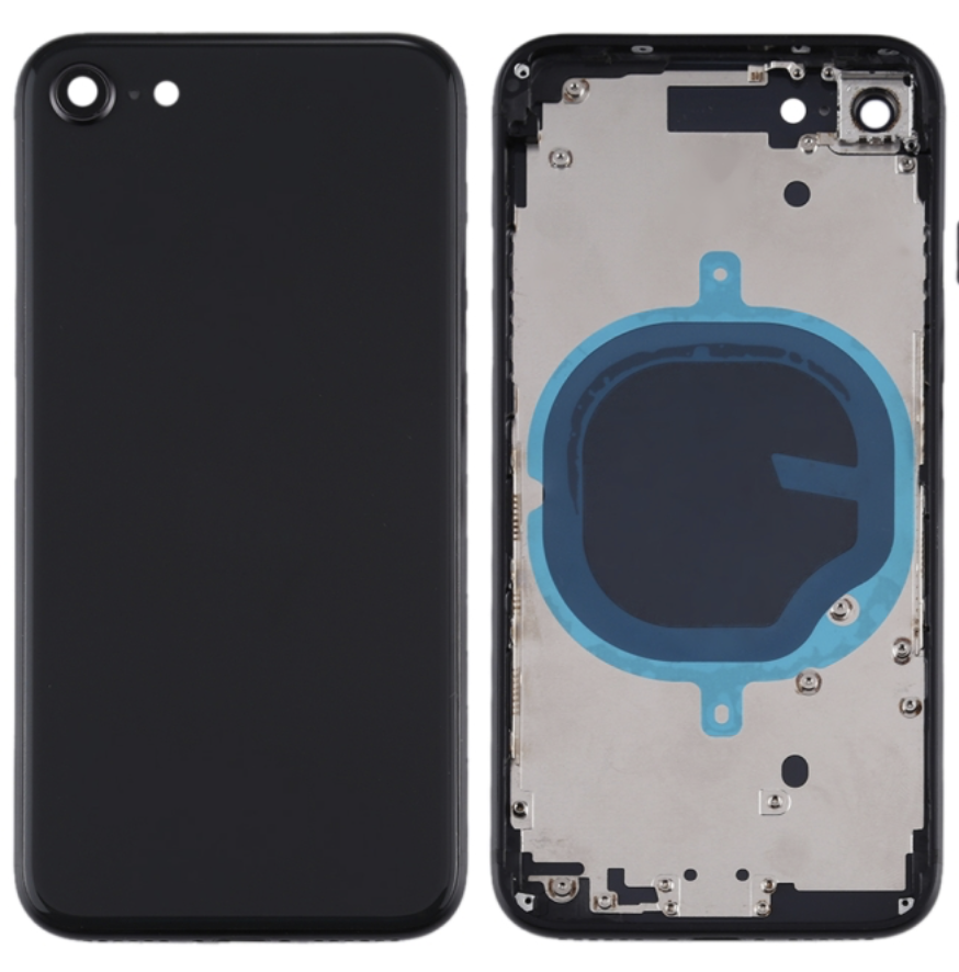 [ X4220背面パネル｜バッテリーカバー｜バックカバー] iPhone SE2 バックガラス（フレーム一体型） 黒｜取り外し品