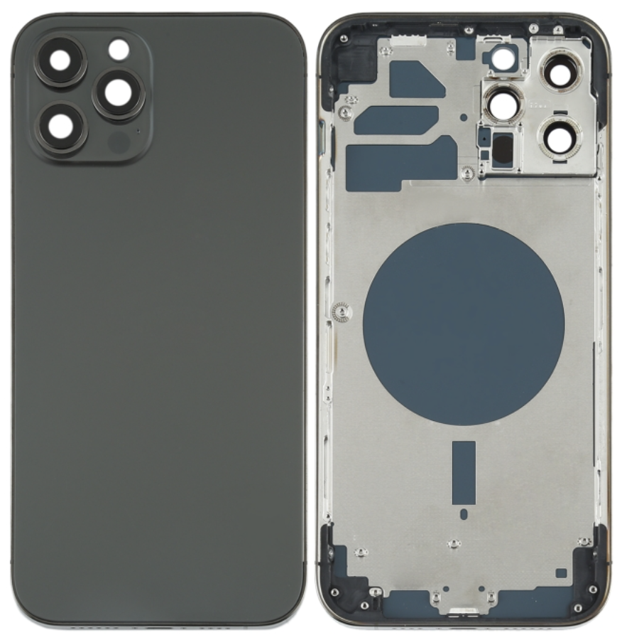 （取り寄せ品）iPhone 12 Pro Max バックガラス（フレーム一体型）  黒｜取り外し品