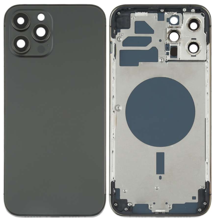 iPhone 12 Pro Max バックガラス(フレーム一体型) 純正取外品 黒