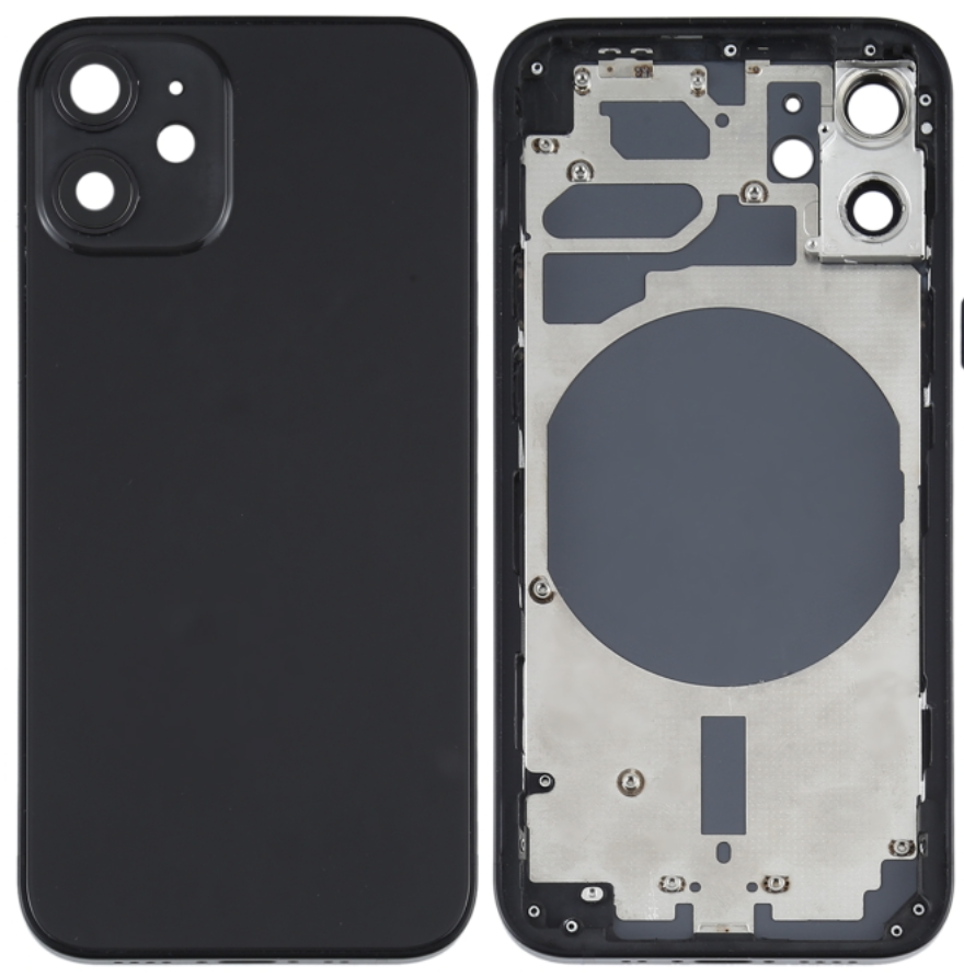 （取り寄せ品）iPhone 12mini バックガラス（フレーム一体型）  黒｜取り外し品