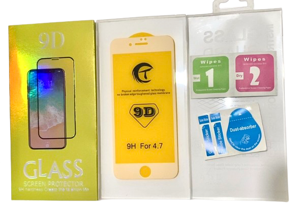 （取り寄せ品 ）iPhone 7G｜8G  9Dガラスフィルム（パッケージ＋クリーニングキット付） 白