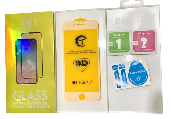 iPhone 7G/8G  9Dガラスフィルム(パッケージ＋クリーニングキット付) 白