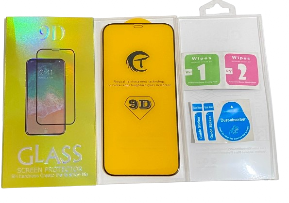 （取り寄せ品 ）iPhone 13ProMax｜14Plus  9Dガラスフィルム（パッケージ＋クリーニングキット付） 黒