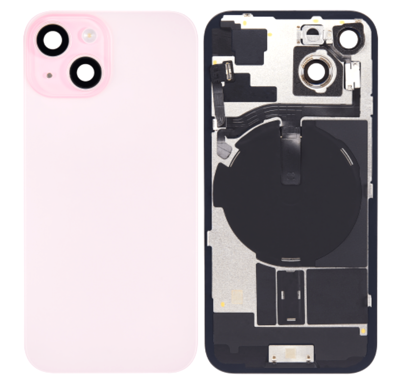 （取り寄せ品 ）iPhone 15  バックガラス 互換品（レンズ＆MagSafe付き） ピンク