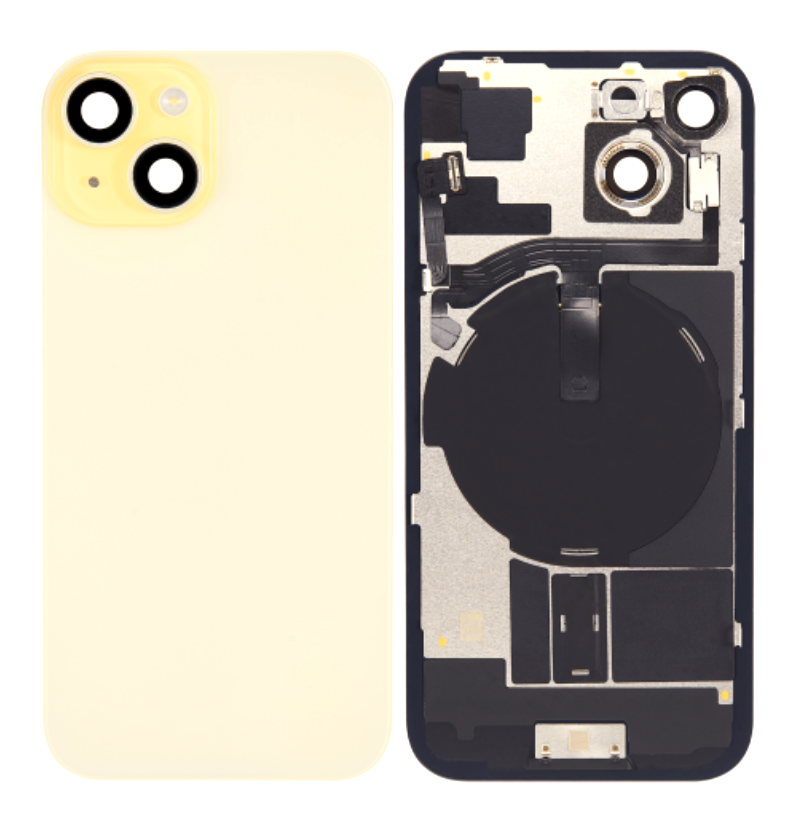 iPhone 15  バックガラス 互換品（レンズ＆MagSafe付き） イエロー