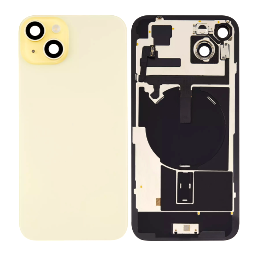 （取り寄せ品）iPhone 15 Plus  バックガラス 互換品（レンズ＆MagSafe付き） イエロー