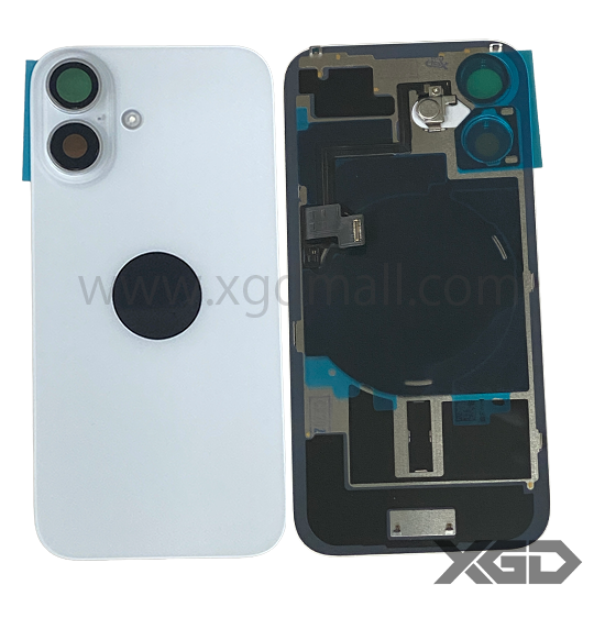 [X6160背面パネル｜バッテリーカバー｜バックカバー] iPhone 16  バックガラス 互換品（レンズ＆MagSafe付き）白