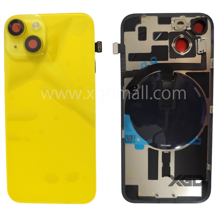 （取り寄せ品 ）iPhone 14  バックガラス 互換品（レンズ＆MagSafe付き） イエロー ロゴなし