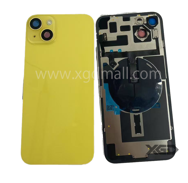 [X6227背面パネル｜バッテリーカバー｜バックカバー] iPhone 14Plus  バックガラス 互換品（レンズ＆MagSafe付き） イエロー ロゴなし