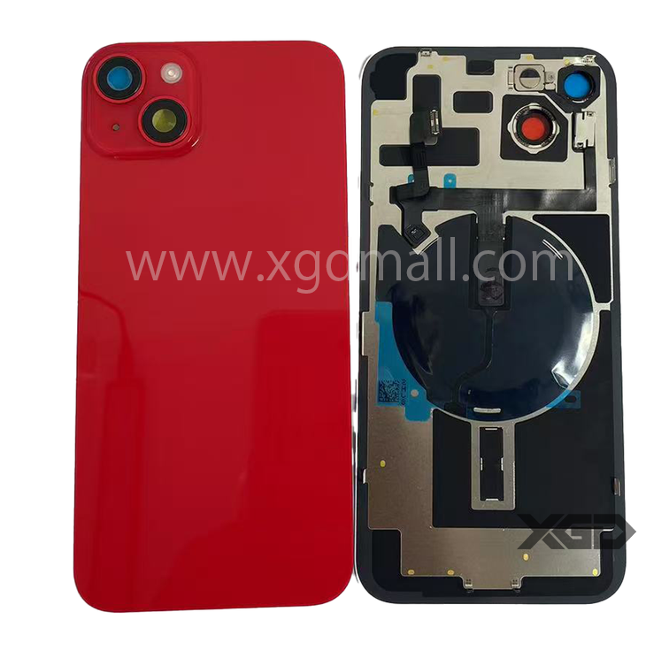 [X6228背面パネル｜バッテリーカバー｜バックカバー] iPhone 14Plus  バックガラス 互換品（レンズ＆MagSafe付き）赤 ロゴなし