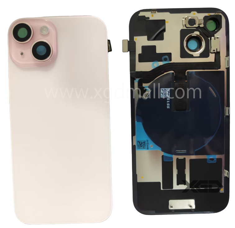 iPhone 15  バックガラス 互換品（レンズ＆MagSafe付き） ピンク ロゴなし