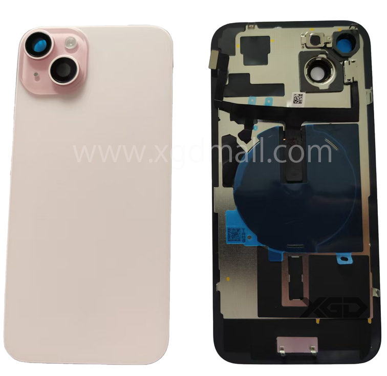 iPhone 15 Plus  バックガラス 互換品（レンズ＆MagSafe付き） ピンク ロゴなし