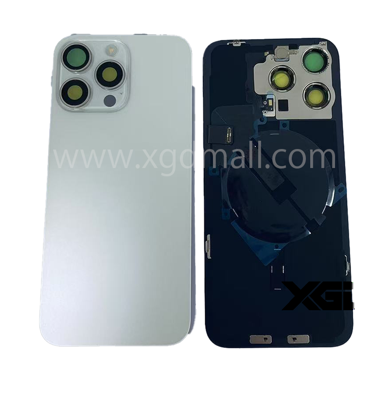 iPhone 15ProMax バックガラス 互換品（レンズ＆MagSafe付き）白 ロゴなし