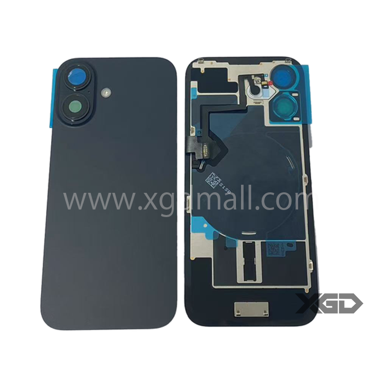 [X6244背面パネル｜バッテリーカバー｜バックカバー] iPhone 16  バックガラス 互換品（レンズ＆MagSafe付き）黒 ロゴなし