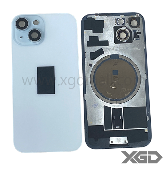 iPhone 15  バックガラス 取り外し品 （レンズ付き）青