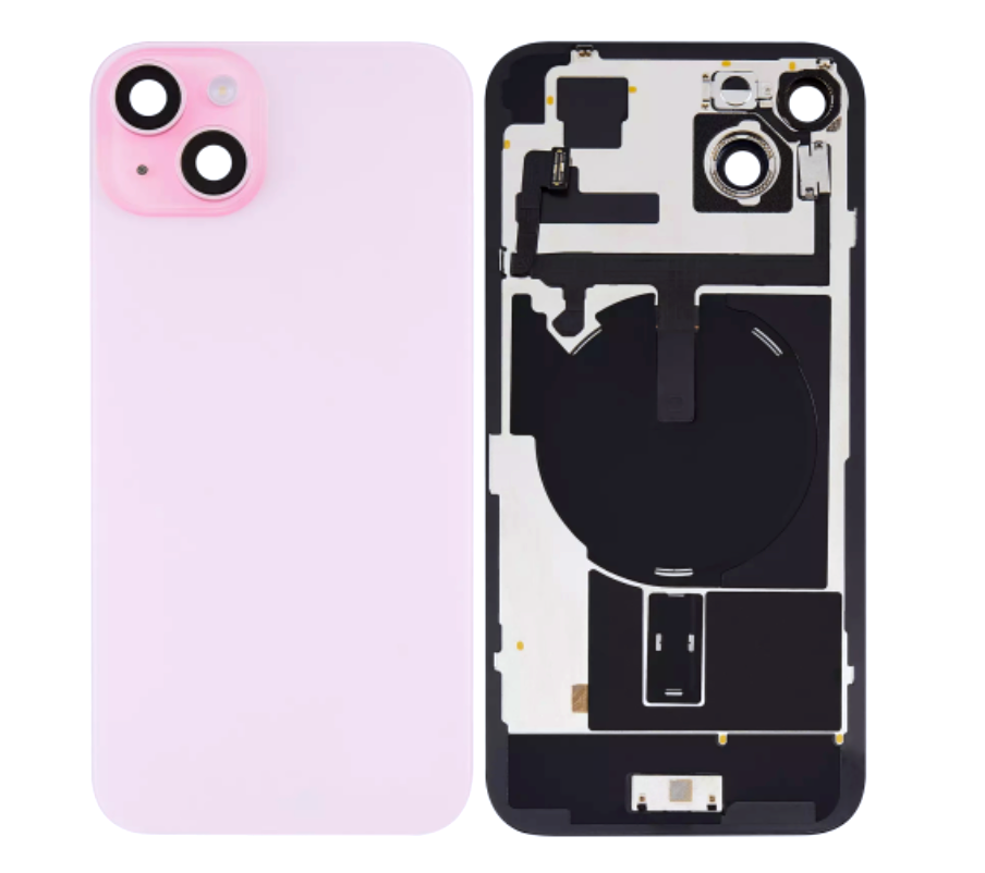 （取り寄せ品）iPhone 15 Plus  バックガラス 取り外し品 （レンズ付き） ピンク