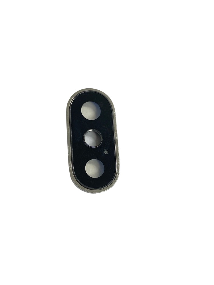 [X2591ｶﾒﾗﾚﾝｽﾞ] iPhone X カメラレンズ 枠有 銀