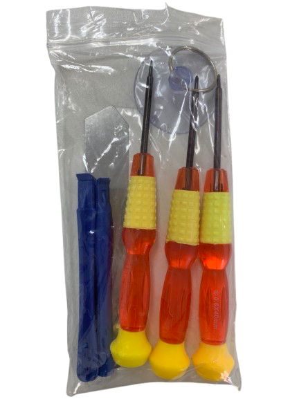 （取り寄せ品 ）工具 セット B（オレンジ柄の＋,Y,星ドライバー｜青色スティック×2,吸盤,金属ヘラ）