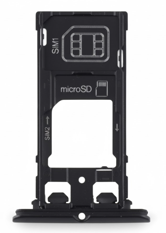 （取り寄せ品）Xperia XZ2 Compact (H8314 SO-05K) SD + SIMカードトレイ 黒 キャップ付き