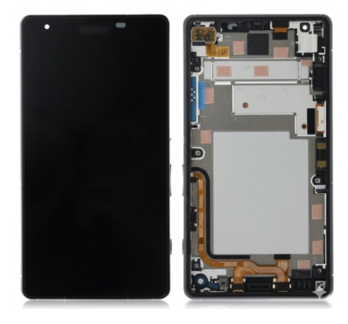 （取り寄せ品）Xperia ZL2 ｜ Z2a (D6563 SOL25) フロントパネル＆ミドルフレーム ASSY 黒