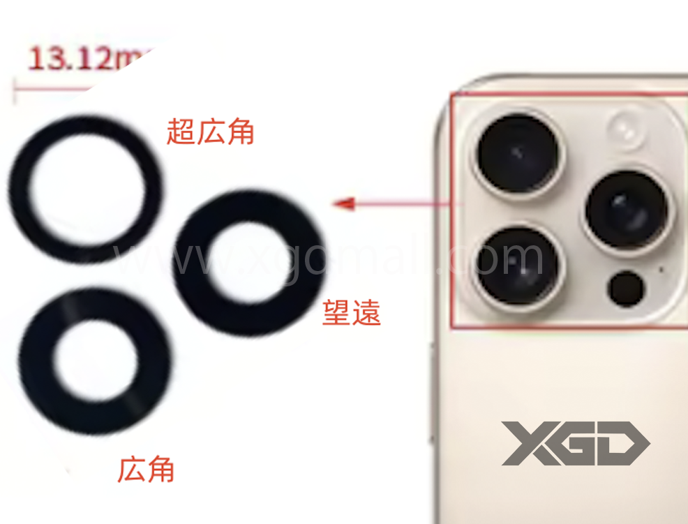 iPhone 16 Pro｜16Pro Max カメラレンズ 広角｜超広角｜望遠 枠無し（1セット）純正組立品