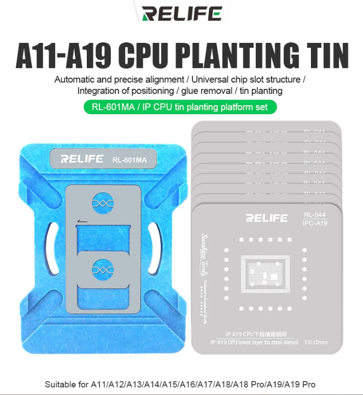 （取り寄せ品 ）工具 RELIFE iPhone用 CPU 植ニッケル錫立て作業台セット (A11-A19対応) RL-601MA