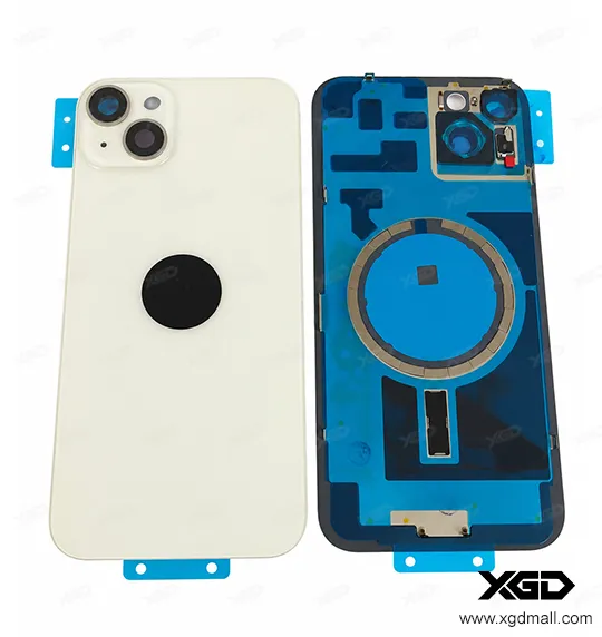 [G4179背面パネル｜バッテリーカバー｜バックカバー] iPhone 14Plus バックガラス（充電コイルなし）｜互換品 スターライト