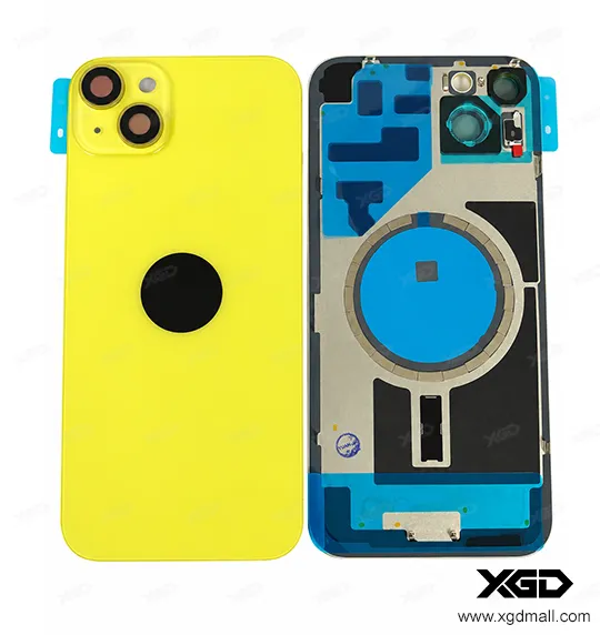 [G4182背面パネル｜バッテリーカバー｜バックカバー] iPhone 14Plus バックガラス（充電コイルなし）｜互換品  イエロー
