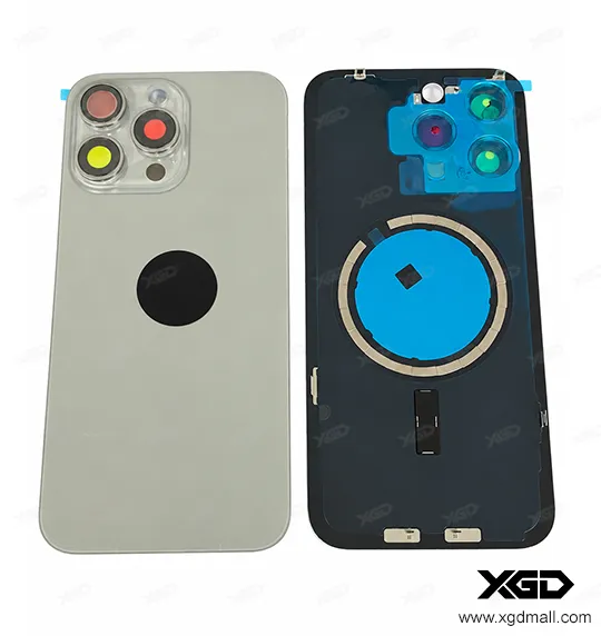 [G4195背面パネル｜バッテリーカバー｜バックカバー] iPhone 15ProMax バックガラス（充電コイルなし）｜互換品  ナチュラルチタニウム