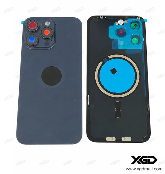 [G4196背面パネル｜バッテリーカバー｜バックカバー] iPhone 15ProMax バックガラス（充電コイルなし）｜互換品  ブルーチタニウム