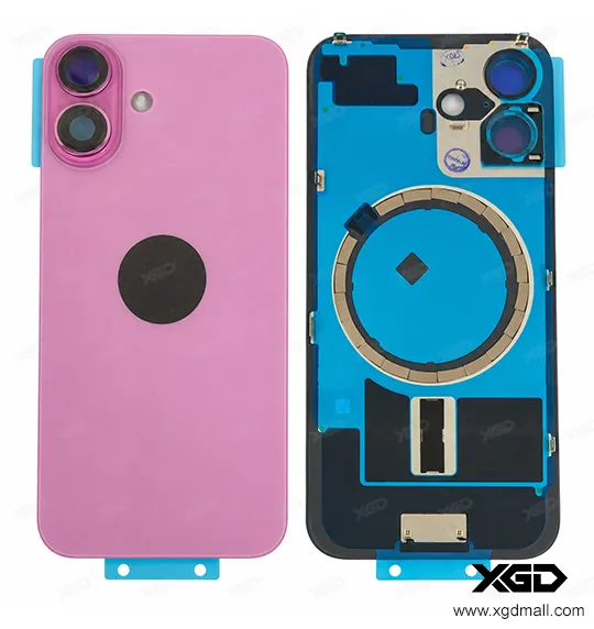 [G4204背面パネル｜バッテリーカバー｜バックカバー] iPhone 16 バックガラス（充電コイルなし）｜互換品 ピンク