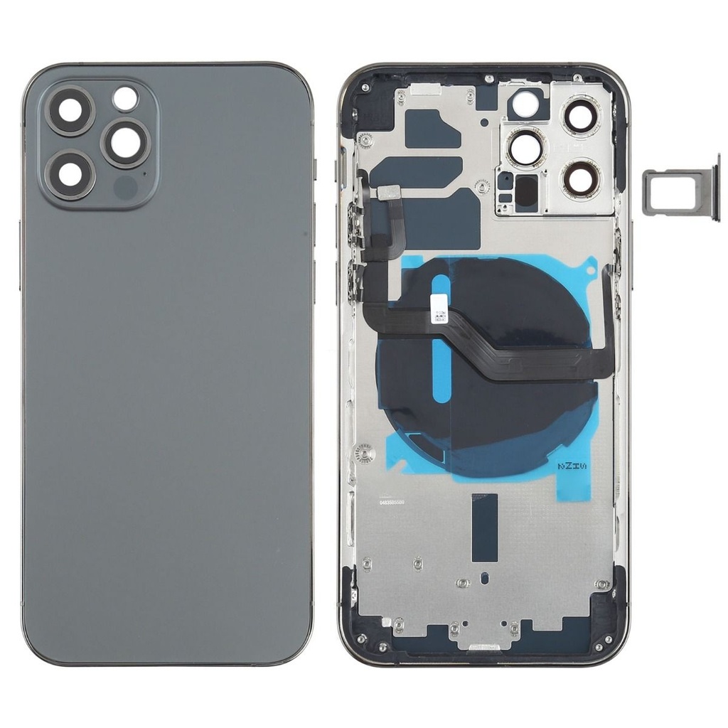 iPhone 12 Pro Max バックガラス(フレーム一体型) 互換品 黒