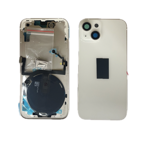 [X4119背面ガラス] （取り寄せ品 ）iPhone 14 ミドルフレーム+バックガラス 互換品 白
