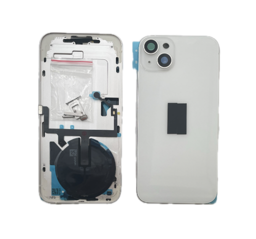 [X4125背面ガラス] （取り寄せ品 ）iPhone 14 Plus ミドルフレーム+バックガラス 互換品 白
