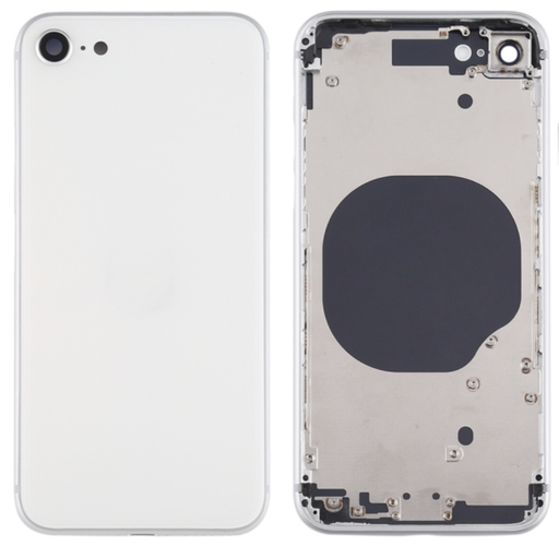 [ X4219背面パネル｜バッテリーカバー｜バックカバー] （取り寄せ品 ） iPhone SE2 バックガラス（フレーム一体型） 白｜取り外し品