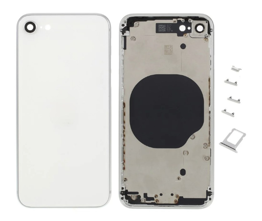 [ X4221背面パネル｜バッテリーカバー｜バックカバー] iPhone SE3 バックガラス（フレーム一体型） 白｜取り外し品