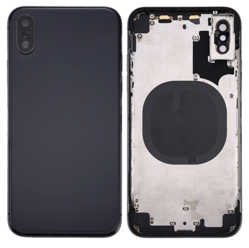 [ X4224背面パネル｜バッテリーカバー｜バックカバー] （取り寄せ品 ）iPhone X バックガラス（フレーム一体型） 黒｜取り外し品