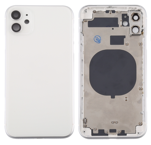 [ X4231背面パネル｜バッテリーカバー｜バックカバー] （取り寄せ品 ）iPhone 11 バックガラス（フレーム一体型） 白｜取り外し品