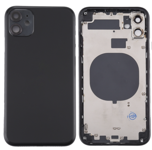 [ X4232背面パネル｜バッテリーカバー｜バックカバー] （取り寄せ品 ）iPhone 11 バックガラス（フレーム一体型） 黒｜取り外し品