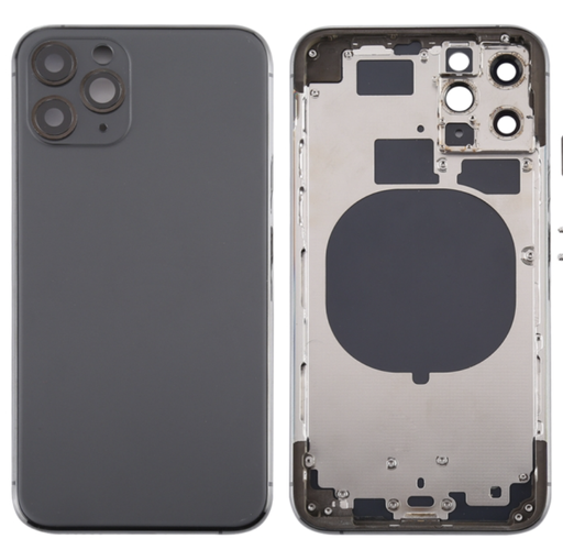[ X4234背面パネル｜バッテリーカバー｜バックカバー] （取り寄せ品 ）iPhone 11 Pro バックガラス（フレーム一体型） 黒｜取り外し品