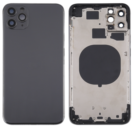 [ X4236背面パネル｜バッテリーカバー｜バックカバー] （取り寄せ品）iPhone 11 Pro Max バックガラス（フレーム一体型） 黒｜取り外し品