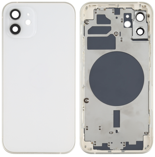 [ X4237背面パネル｜バッテリーカバー｜バックカバー] （取り寄せ品 ）iPhone 12 バックガラス（フレーム一体型） 白｜取り外し品