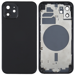 [(取り寄せ品) X4238背面パネル/バッテリーカバー/バックカバー/バックプレート] iPhone 12 バックガラス(フレーム一体型) 純正取外品 黒