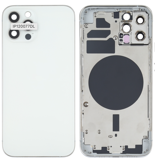 [ X4239背面パネル｜バッテリーカバー｜バックカバー] （取り寄せ品 ）iPhone 12 Pro バックガラス（フレーム一体型）  白｜取り外し品