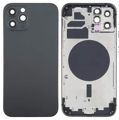 [ X4240背面パネル｜バッテリーカバー｜バックカバー] （取り寄せ品 ）iPhone 12 Pro バックガラス（フレーム一体型）  黒｜取り外し品