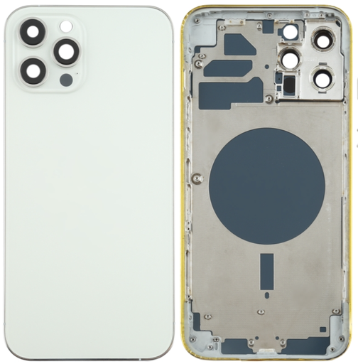[ X4241背面パネル｜バッテリーカバー｜バックカバー] （取り寄せ品 ）iPhone 12 Pro Max バックガラス（フレーム一体型）  白｜取り外し品