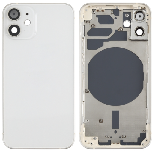 [ X4243背面パネル｜バッテリーカバー｜バックカバー] （取り寄せ品 ）iPhone 12mini バックガラス（フレーム一体型）  白｜取り外し品