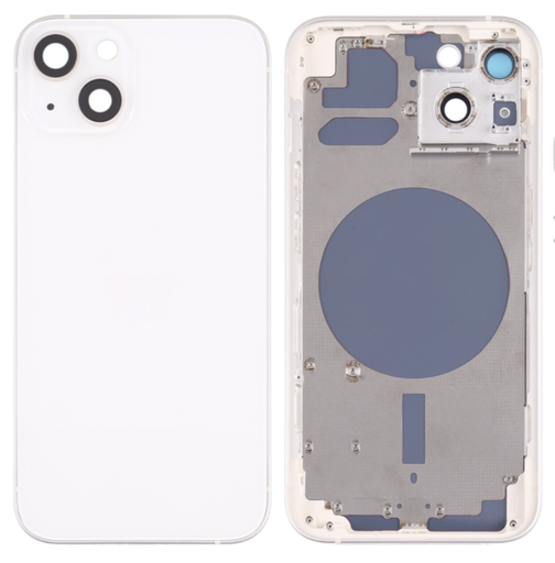 [ X4245背面パネル｜バッテリーカバー｜バックカバー] （取り寄せ品 ）iPhone 13 バックガラス（フレーム一体型）  白｜取り外し品